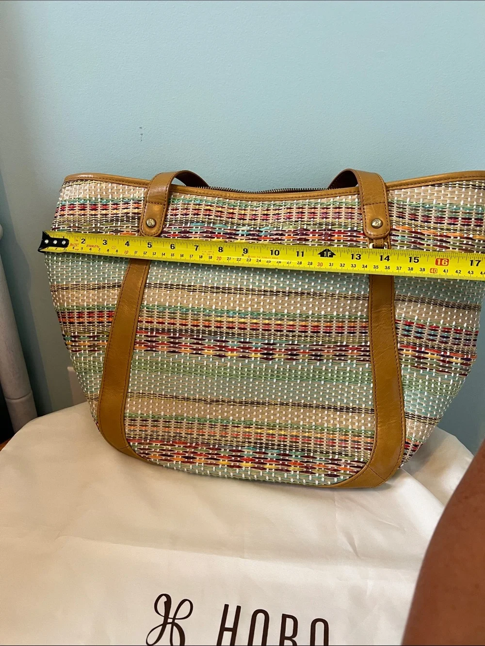 HOBO Multicolor Woven Hobo with Tan Leather Trim
